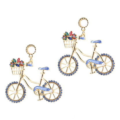 Earrings Bicycle Pearl Rhinestone Lightweight Office Chic
