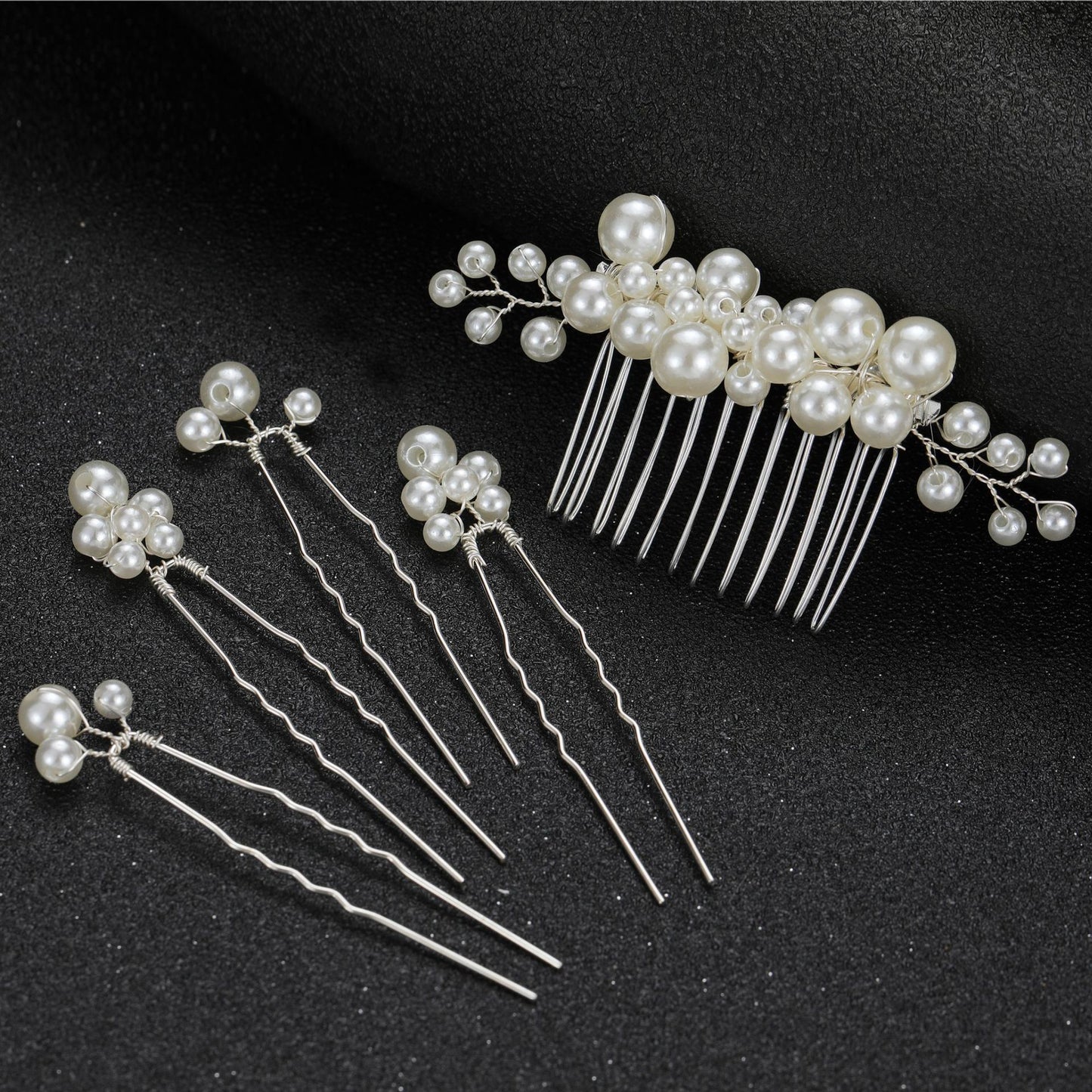 Set of 3 Combs and 2 Hair Pins Bridal Wedding Hair Accessories