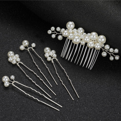 Set of 3 Combs and 2 Hair Pins Bridal Wedding Hair Accessories