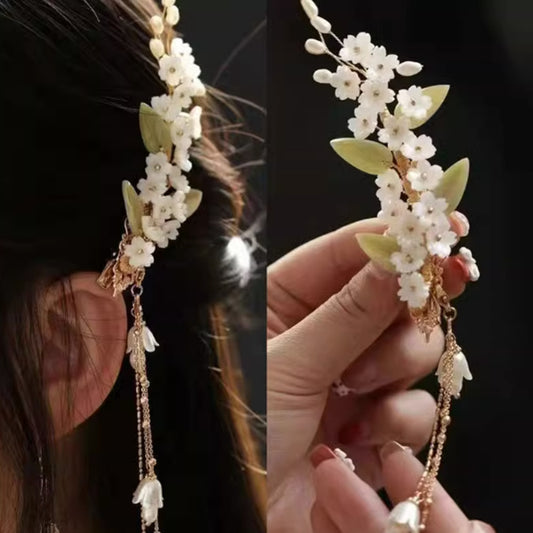 Classic Floral Tassel Hair Clip Side Hair Accessory