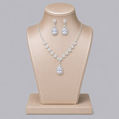 Elegant Crystal Jewelry Set with Necklace and Earrings for Parties