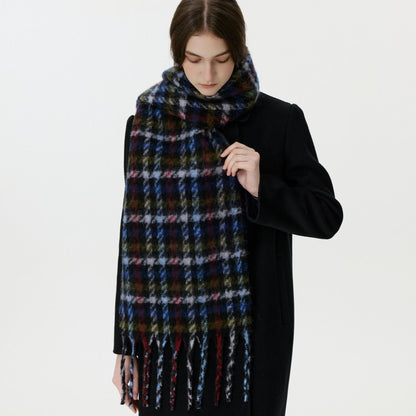 Classic Houndstooth Fringed Scarf Cozy Winter Wrap