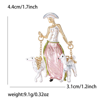 Fashionable Dog Walking Brooch Cute Cartoon Design Alloy Pin