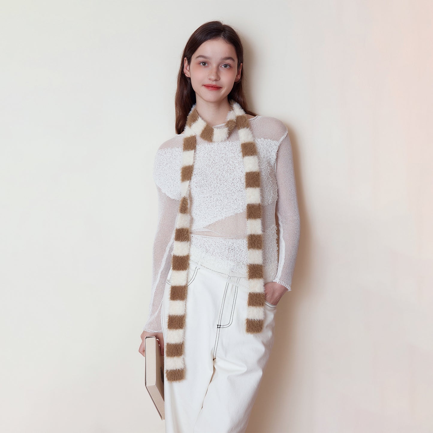 Trendy Striped Knit Scarf for Women - Versatile Chic Autumn/Winter Accessory