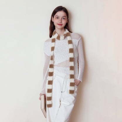 Trendy Striped Knit Scarf for Women - Versatile Chic Autumn/Winter Accessory