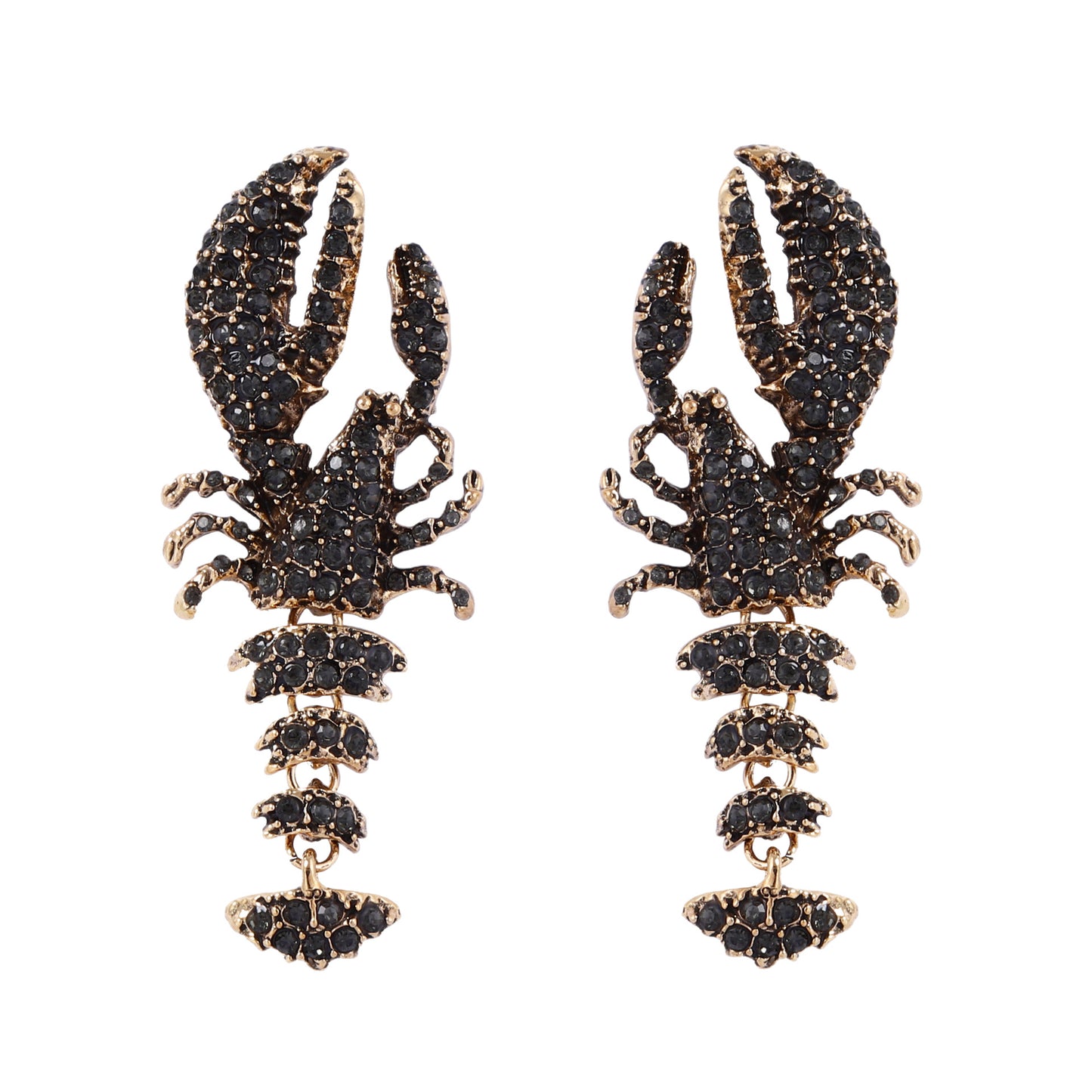 Statement Lobster Earrings Rhinestone Gothic Resort