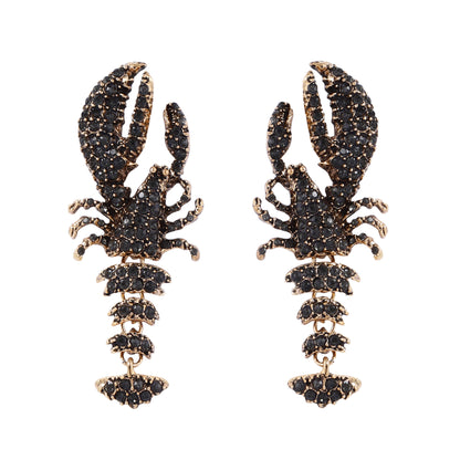 Statement Lobster Earrings Rhinestone Gothic Resort