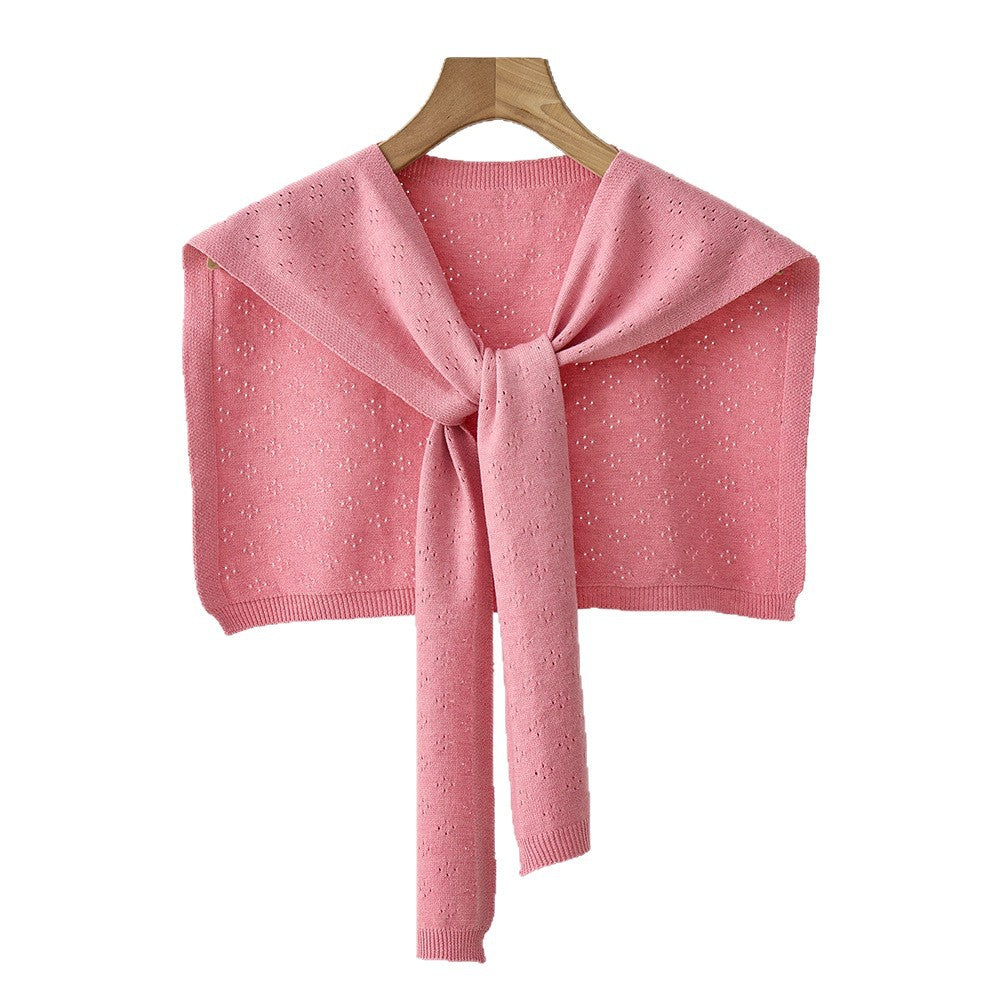 Stylish Knitted Solid Color Openwork Shawl for All Seasons