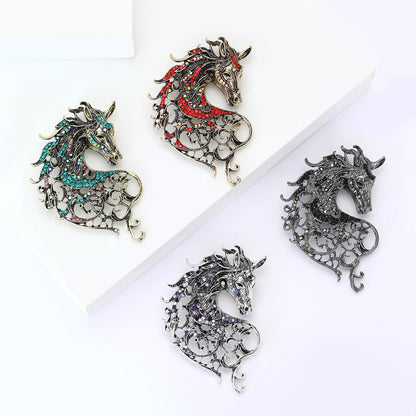 Vintage Horse Head Brooch Creative Fashion Pin Jewelry