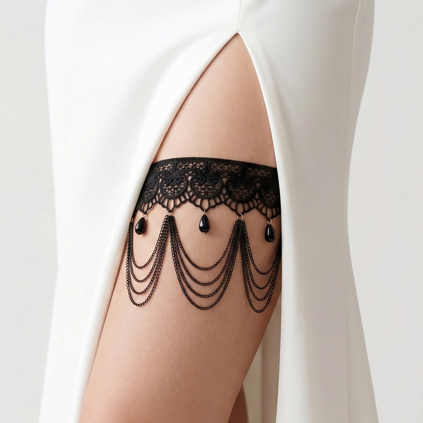 Bridal Lace Garter Belt with Rhinestones and Pearls for Elegant Weddings