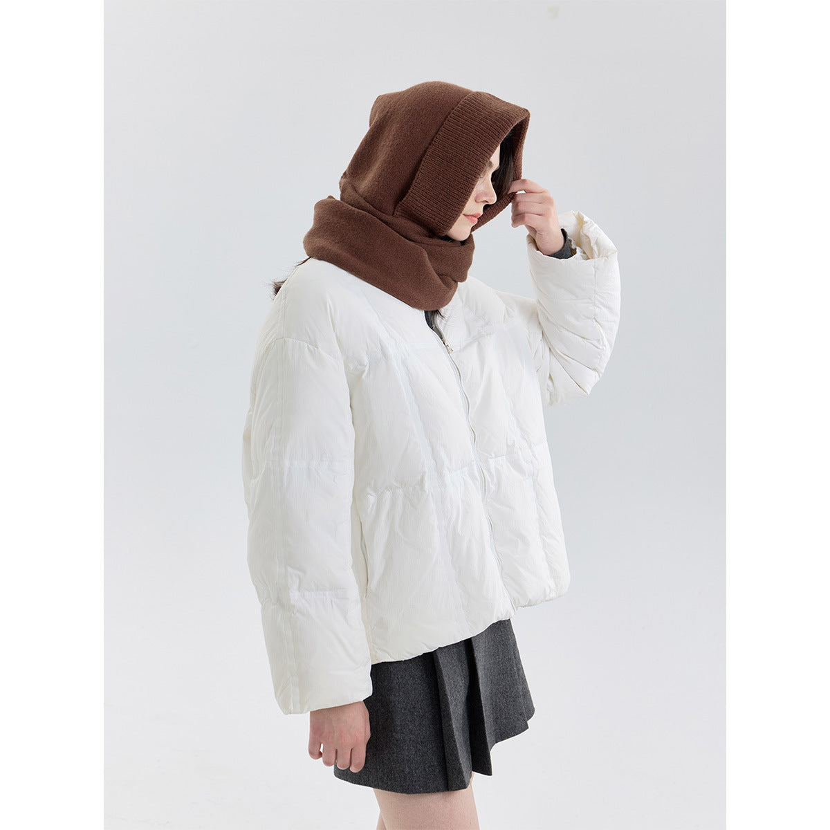 Solid Color Knit Button Balaclava Hat Unisex Winter Fashion Beanie