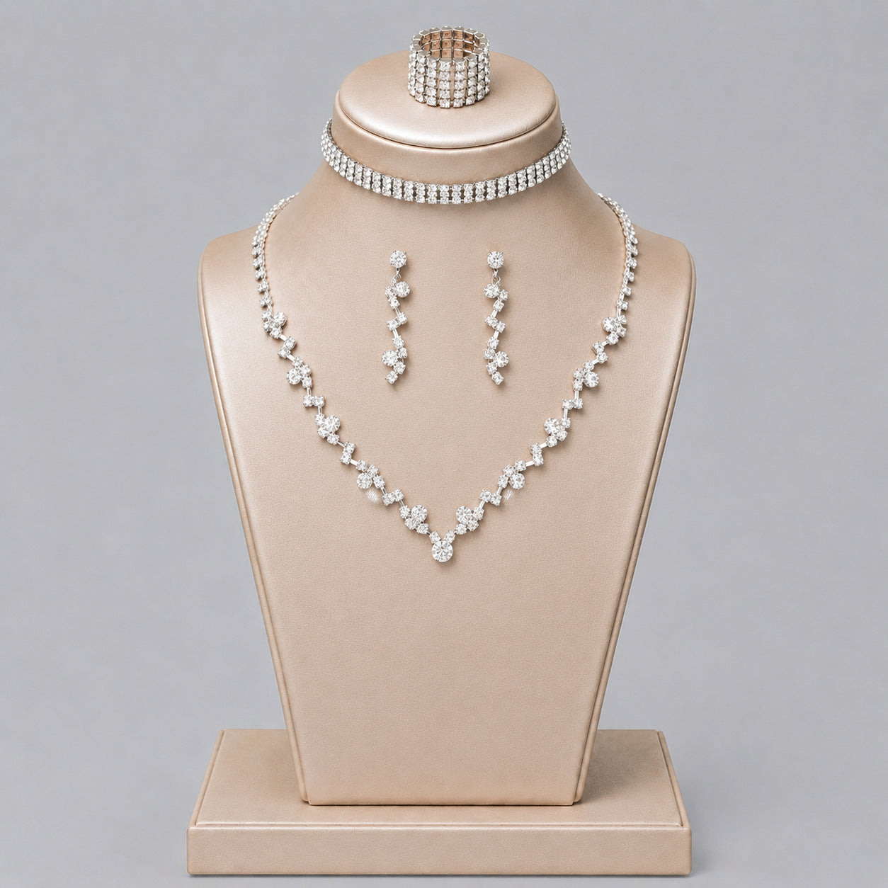 Elegant Crystal Jewelry Set with Necklace and Earrings for Parties