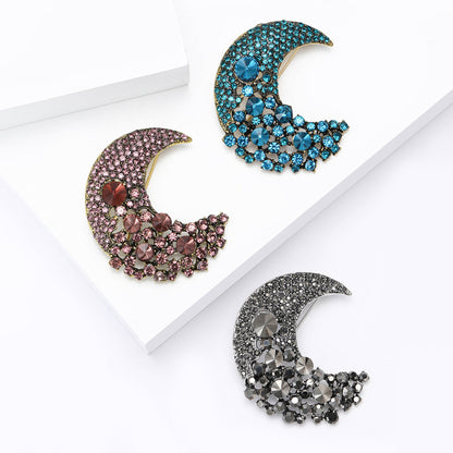 Fashionable Alloy Brooch with Moon Design for Coats and Jackets