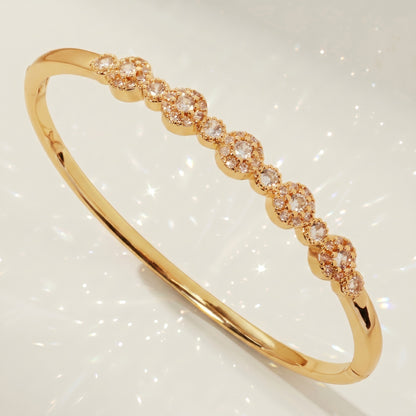 High-End Zirconia Stone Bangle with Nail Design for Weddings and Parties