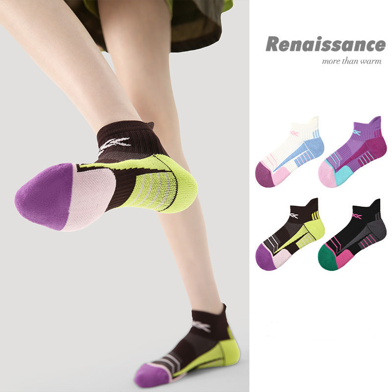 Running Socks Colorblock Mid Calf Moisture Wicking