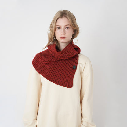 Pure Wool Knitted Scarf with Detachable Buttons for Women