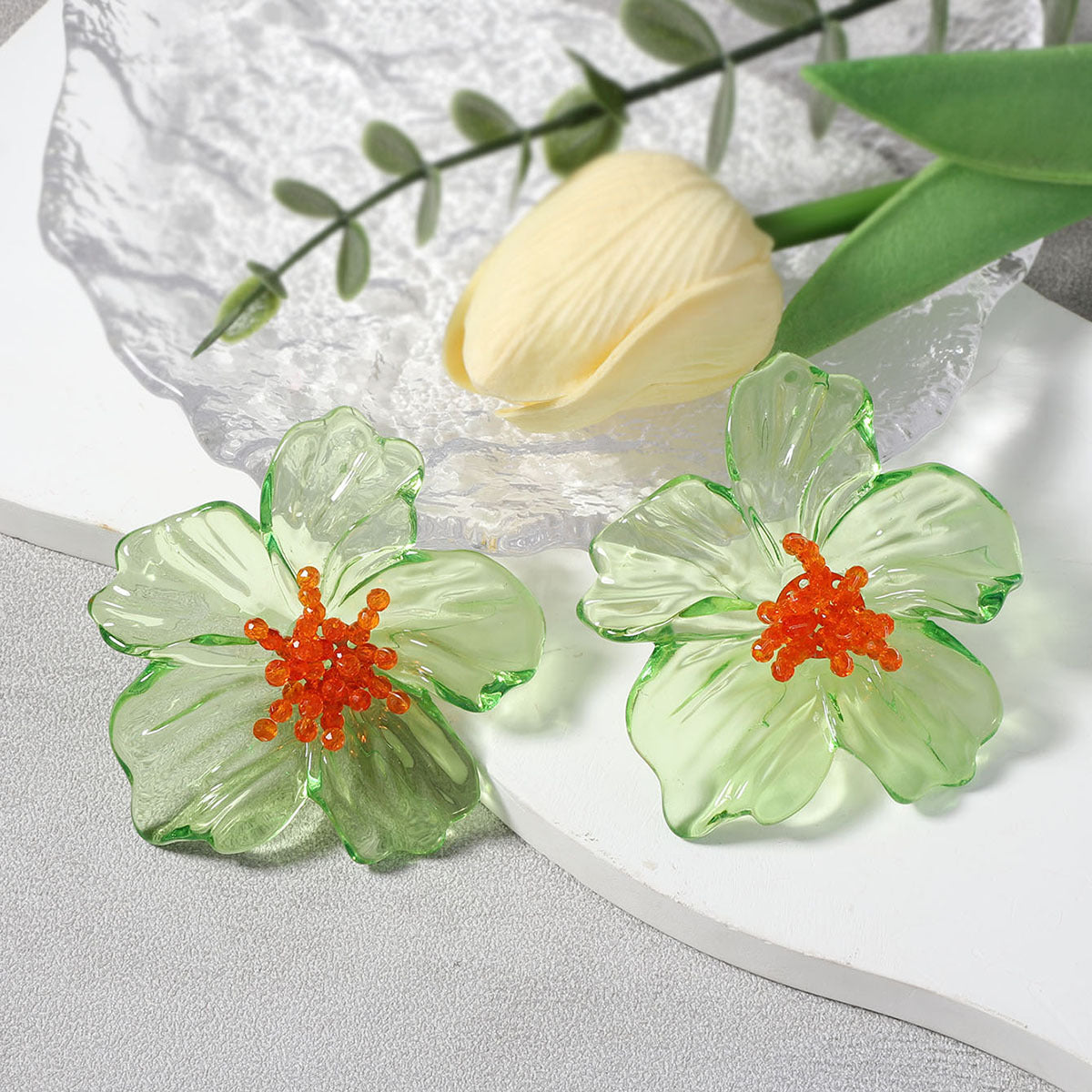 Acrylic Floral Stud Earrings Hypoallergenic Fashion