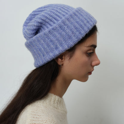 Classic Solid Color Knitted Wool Blend Beanie for Women