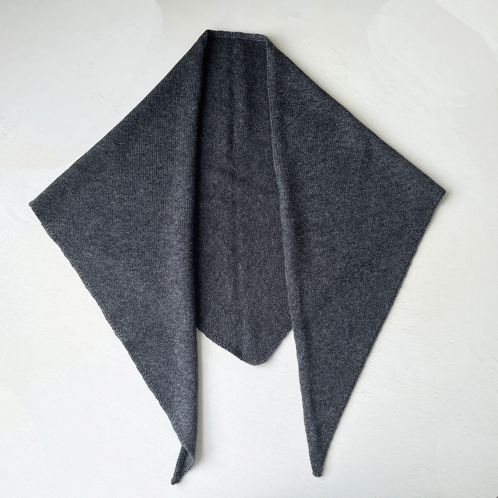 5% Cashmere Wool Knit Triangle Scarf Elegant Warm Shawl
