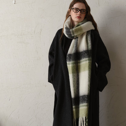 Retro Plaid Knit Scarf Cozy Warm Neck Wrap