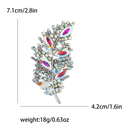 Creative Leaf Brooch with Rhinestones for Women
