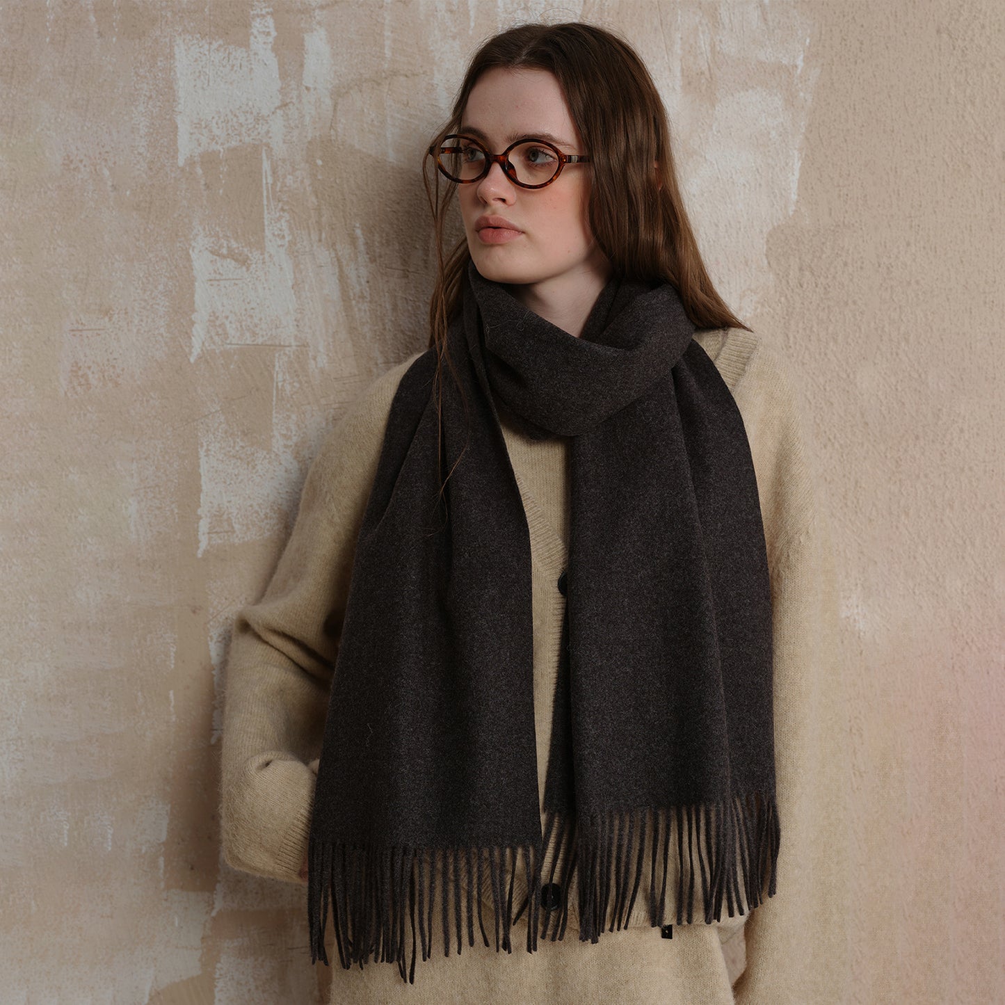 Classic Wool Scarf with Tassels for Men and Women