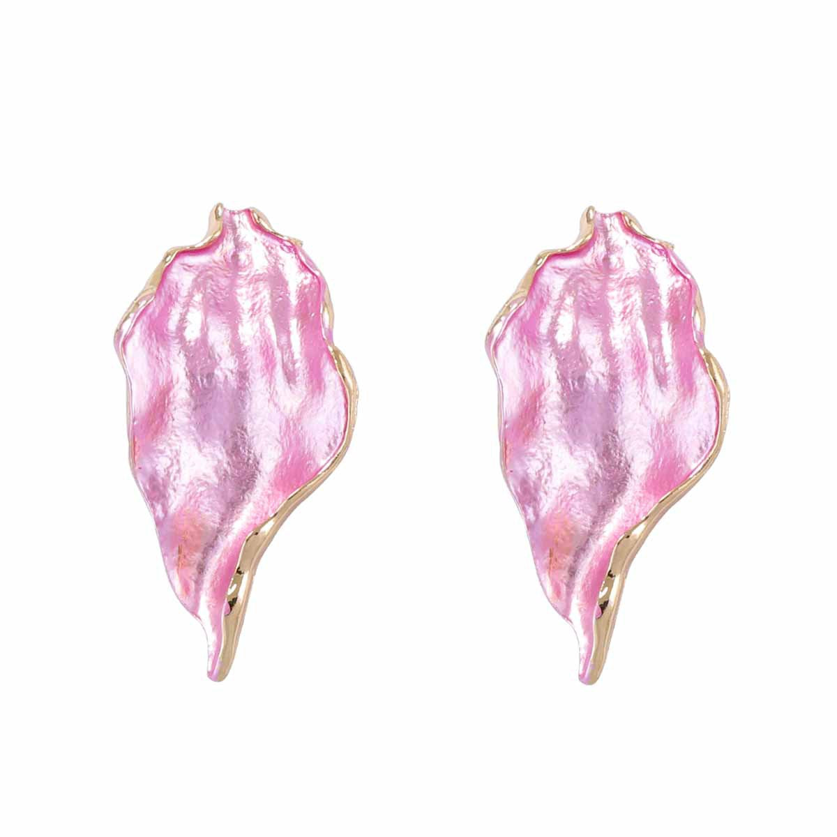 Minimal Luxury Asymmetric Leaf Enamel Stud Earrings