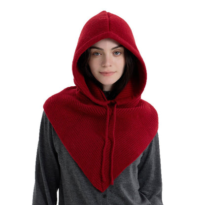 Classic Knitted Balaclava Hat with Neck Warmer and Drawstring