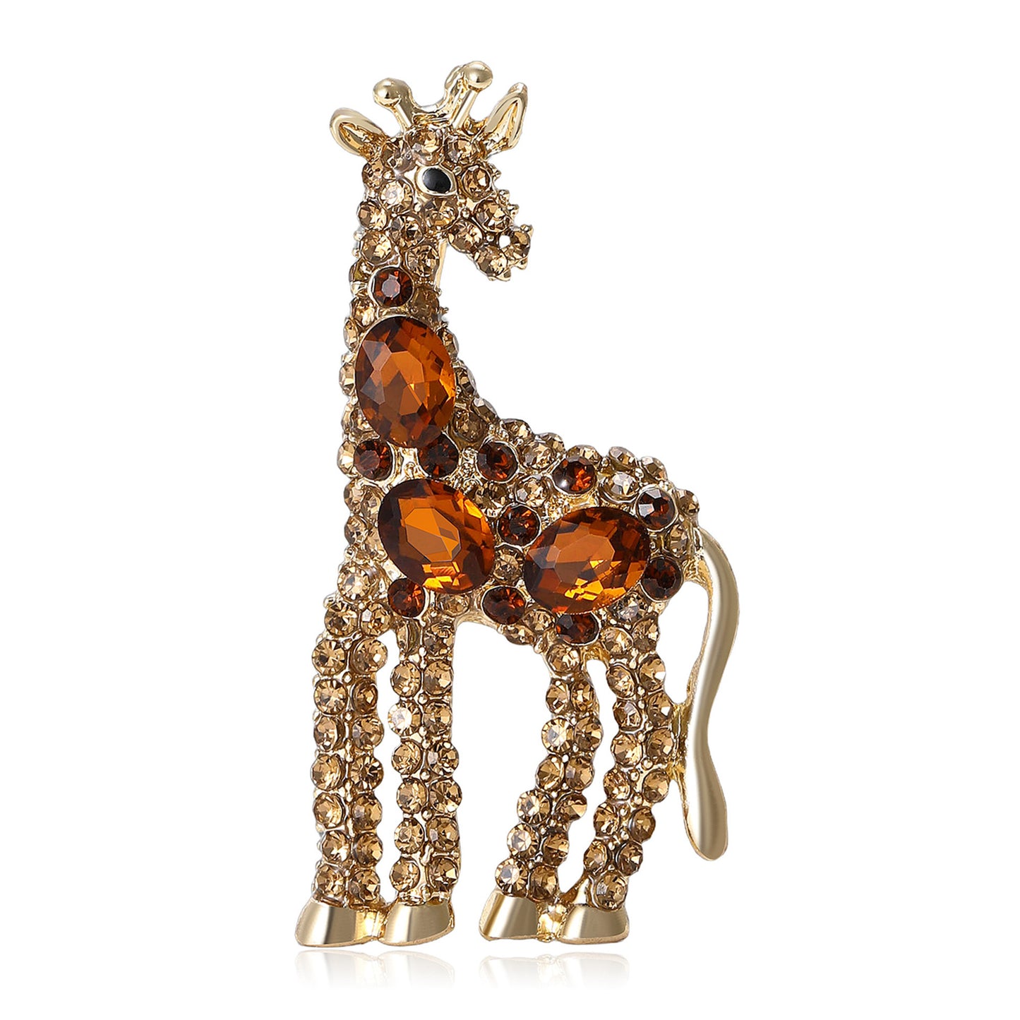 Stylish Giraffe Brooch with Gemstones for Unisex Fashion Accessories