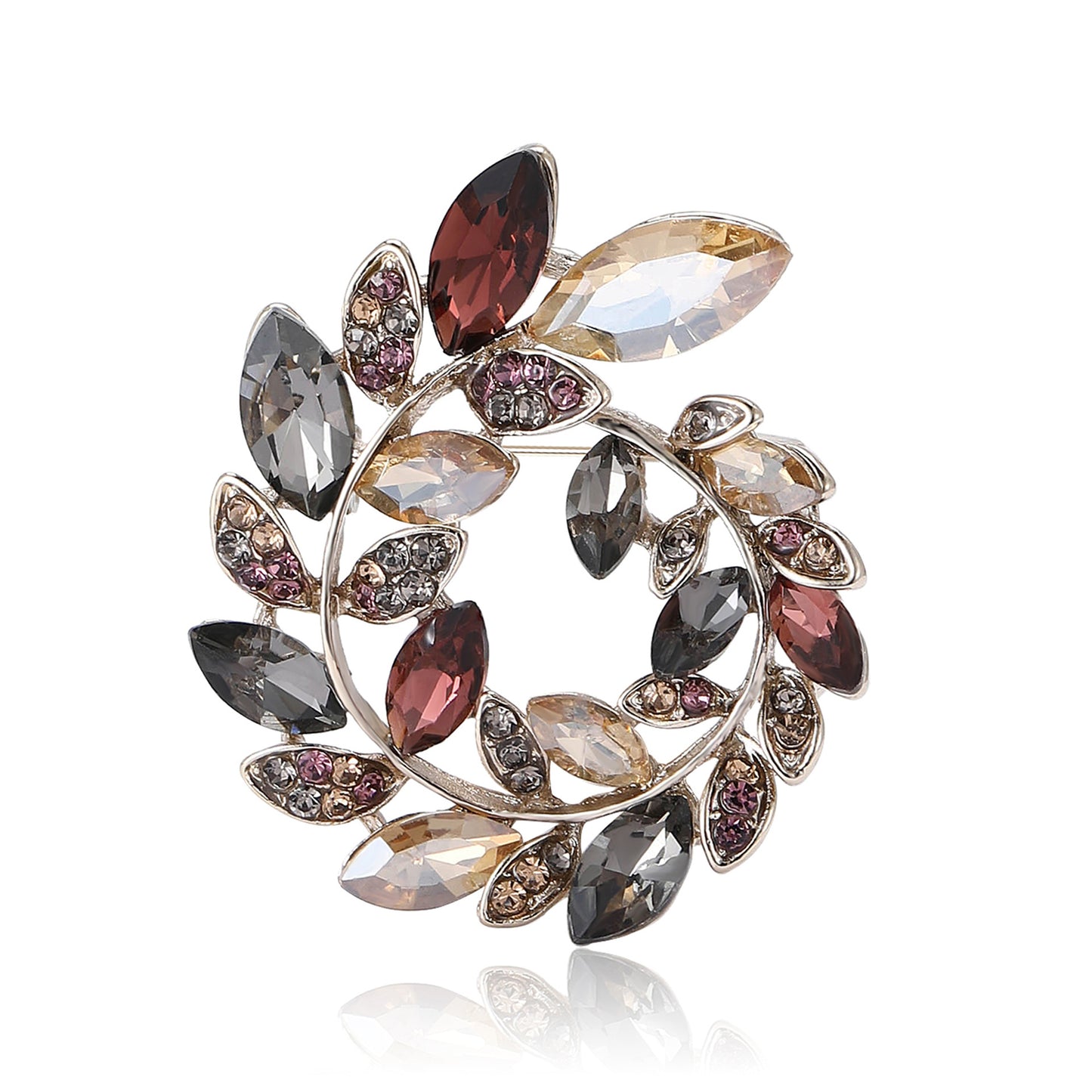 Fashionable Crystal Olive Branch Brooch for Women