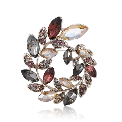 Fashionable Crystal Olive Branch Brooch for Women