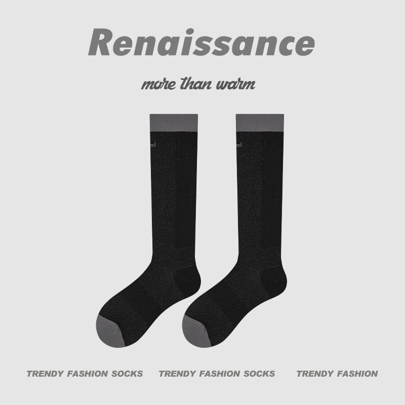 Calf Socks Colorblock Moisture Wicking Athletic