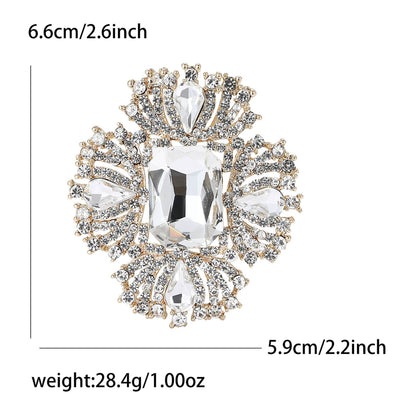 Luxury Alloy Crystal Brooch for Women Elegant Geometric Lapel Pin