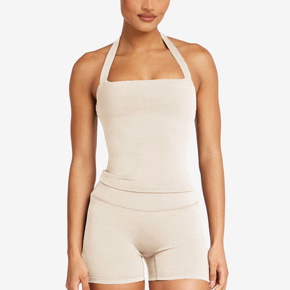 Crossback Sports Tank Top with Removable Pads for Gym and Yoga