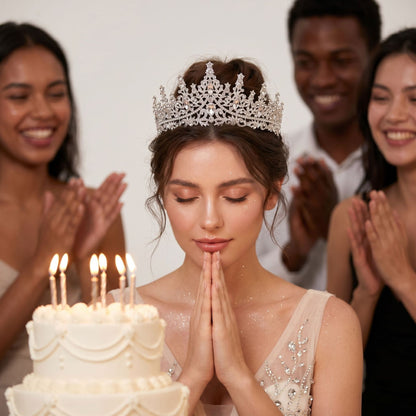 Luxury Rhinestone Princess Crown Headpiece for Birthdays and Weddings