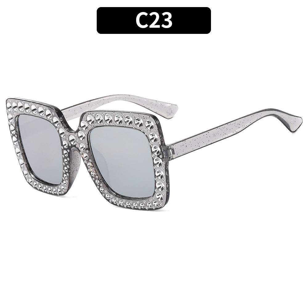 Colorful Square Rhinestone Sunglasses Trendy Bling Shade