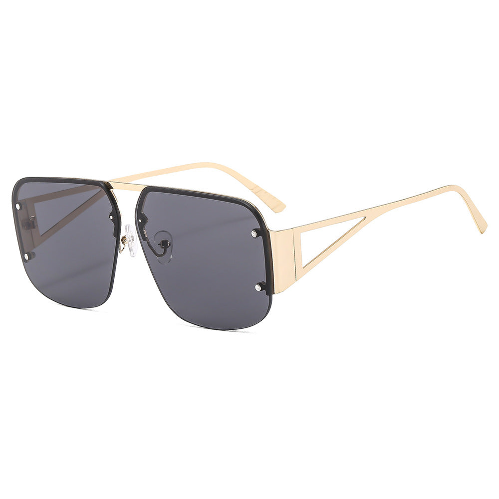 Stylish Metal Half-Rim Sunglasses Trendy Unisex UV400 Protection