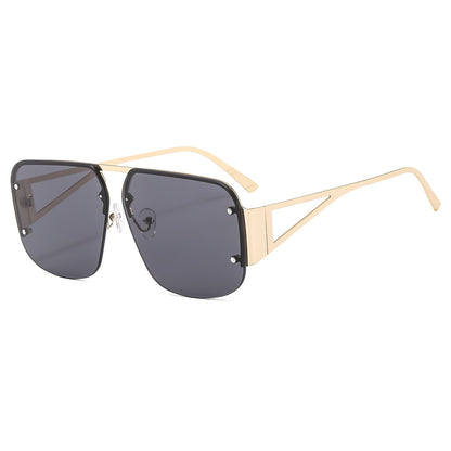 Stylish Metal Half-Rim Sunglasses Trendy Unisex UV400 Protection