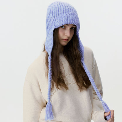 New Women's Wool Knitted Pilot Hat with Ear Flaps