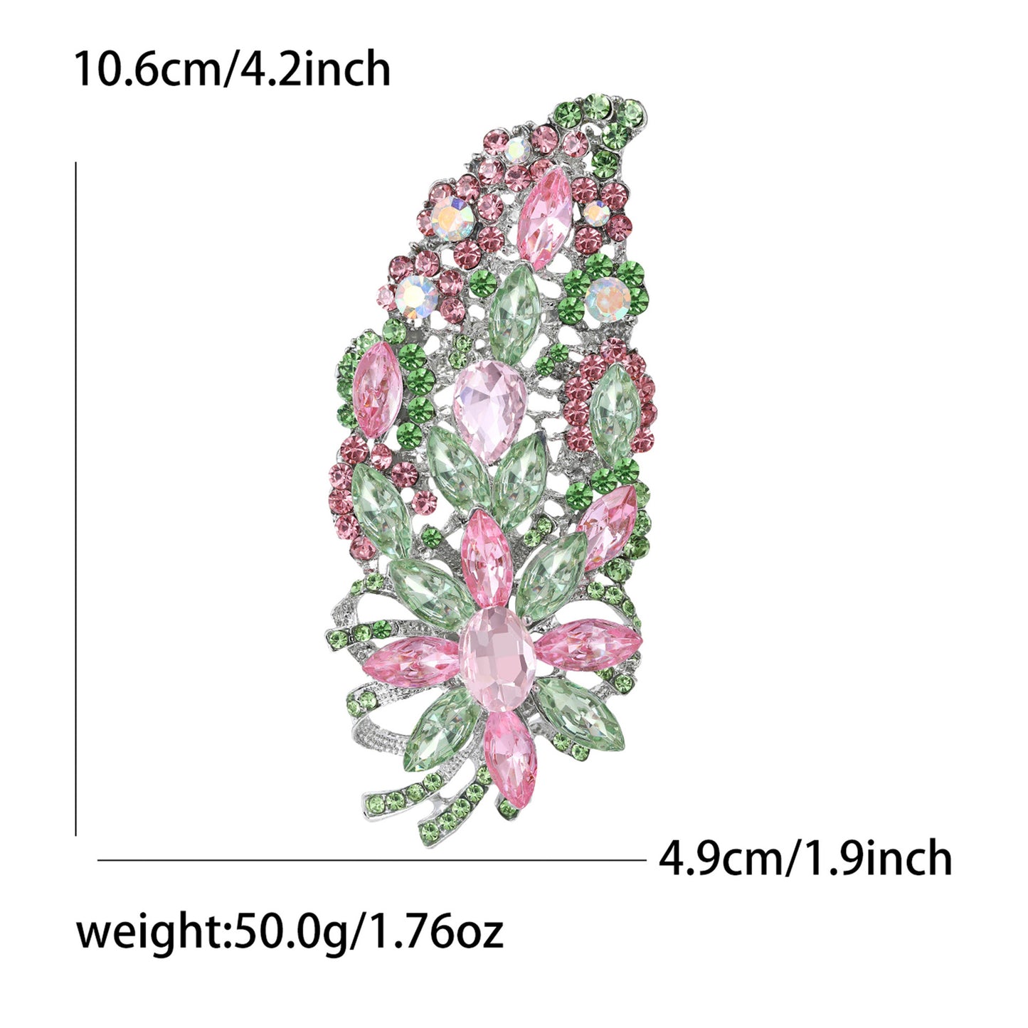 Fresh Green Floral Crystal Glass Brooch Elegant Clothing Accessory