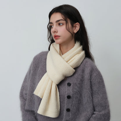 Wool Blend Knitted Scarf Soft Warm Cozy Fashionable Neck Warmer
