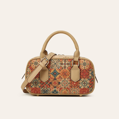 Vintage Multi-Element Ethnic Style Cork Print Tote Bag