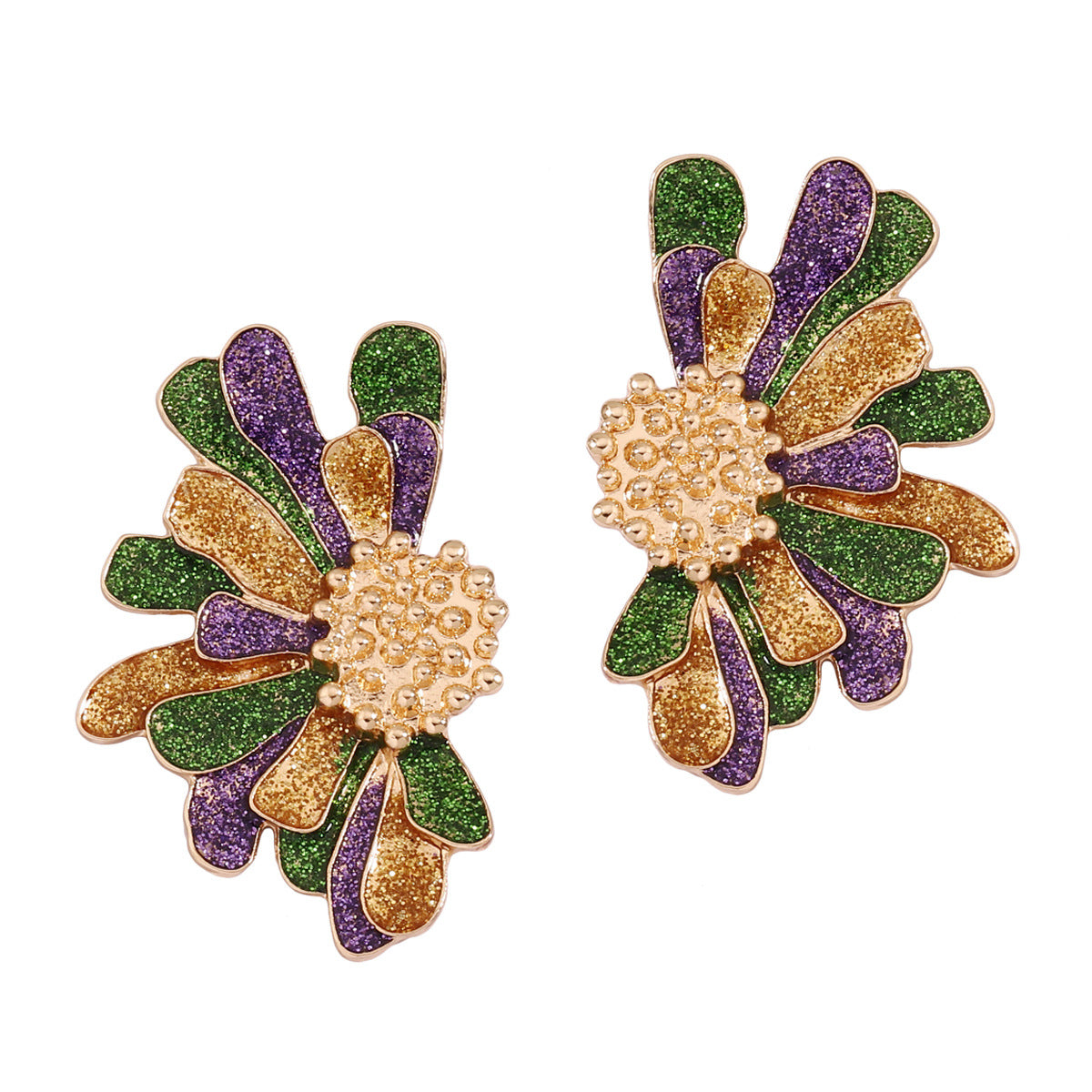 Alloy Floral Earrings Festive Color Statement