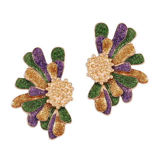 Alloy Floral Earrings Festive Color Statement