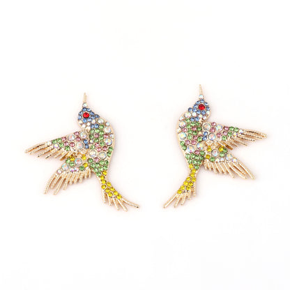 Earrings Bird Rhinestone Embellished Colorful Casual
