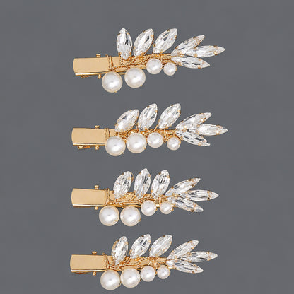 Elegant Floral Hair Clips with Pearl and Rhinestone Accents