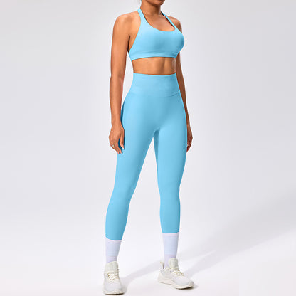Women's Outdoor Yoga Set with Open Back Sports Bra and Pants