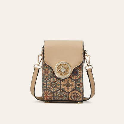 Ethnic Style Cork Phone Crossbody Bag