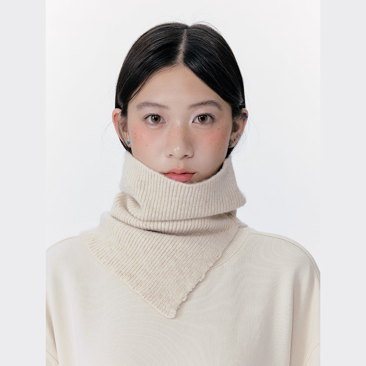 Knitted Button Neck Warmer Unisex Casual Stylish High Neck Scarf