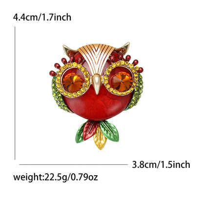 Fashion Owl Brooch With Rhinestones Vintage Alloy Scarf Pin